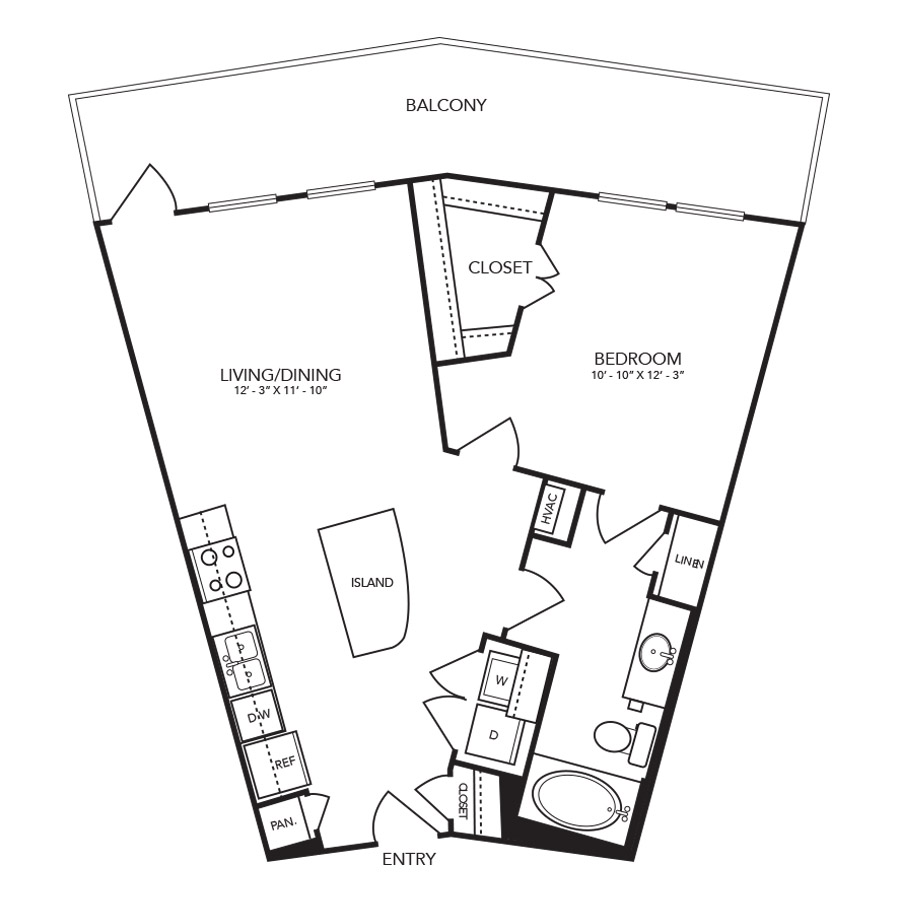 A3.R1 - 1 Bedroom floor plan
