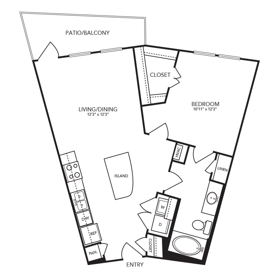 A3 - 1 Bedroom floor plan