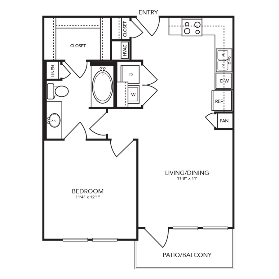 A2 - 1 Bedroom floor plan