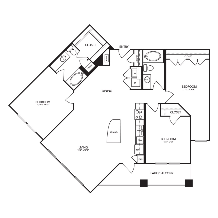 C1 - 3 Bedroom floor plan
