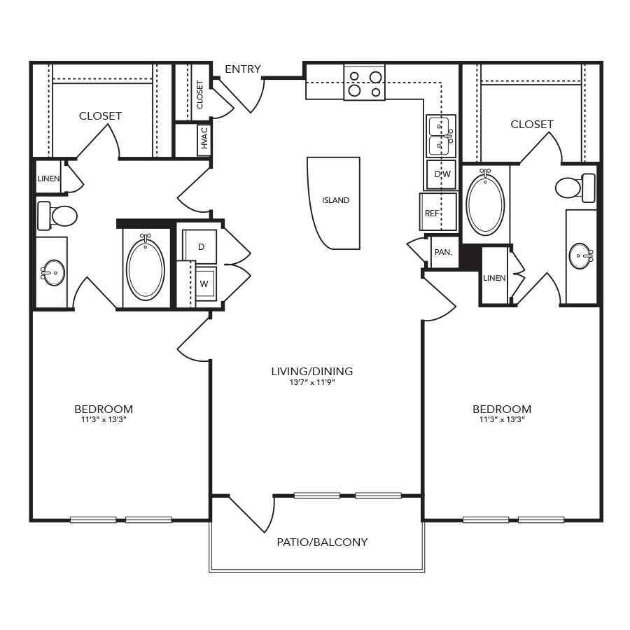 B3 - 2 Bedroom floor plan