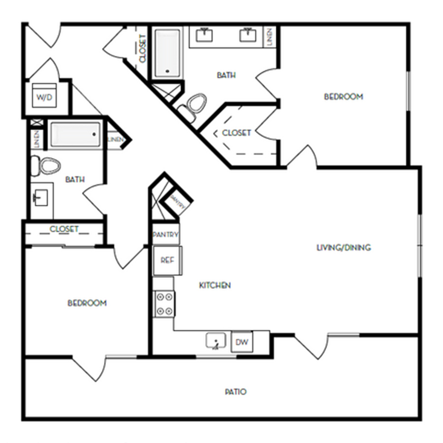 2x2b floor plan
