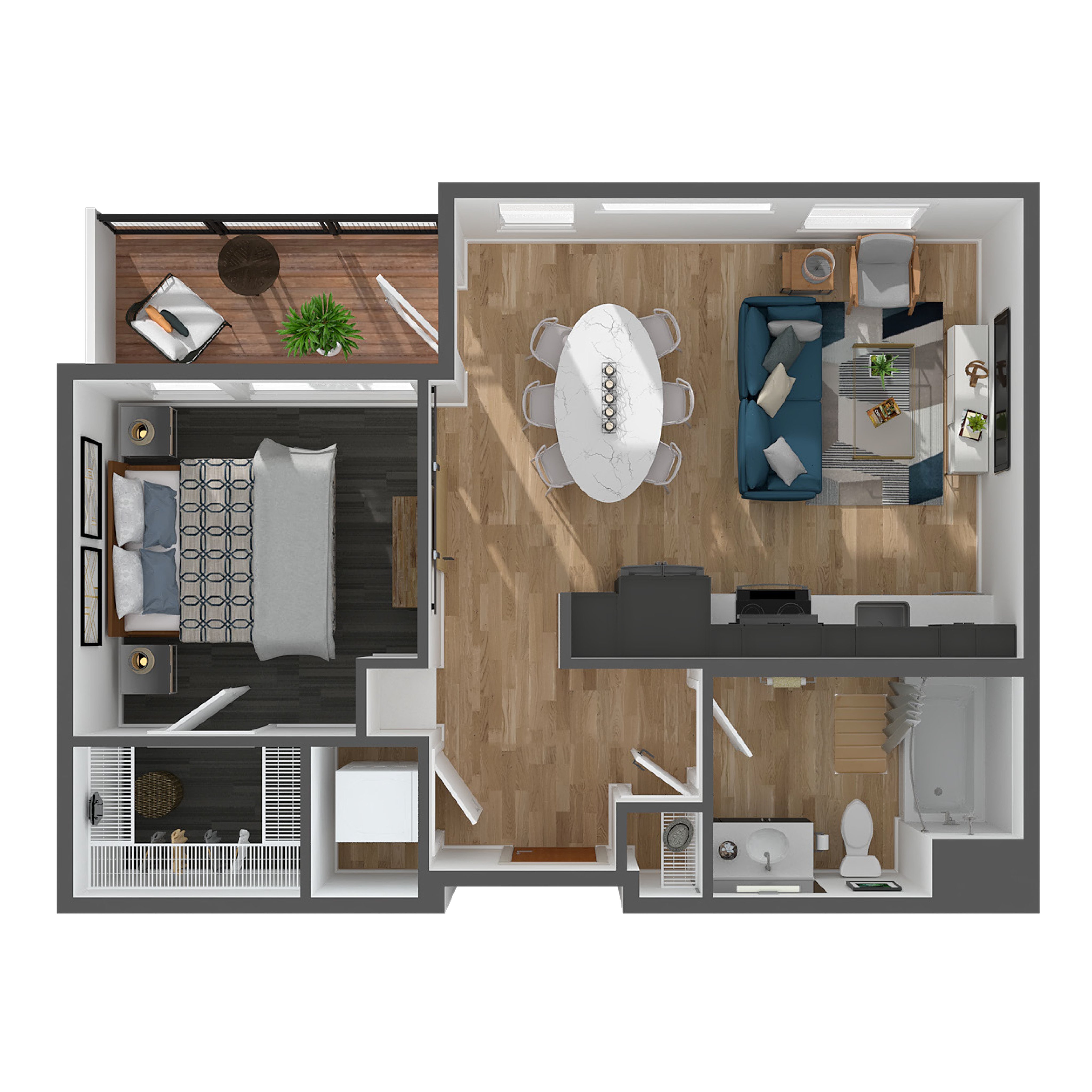 1 Bed, 1 Bath- F floor plan