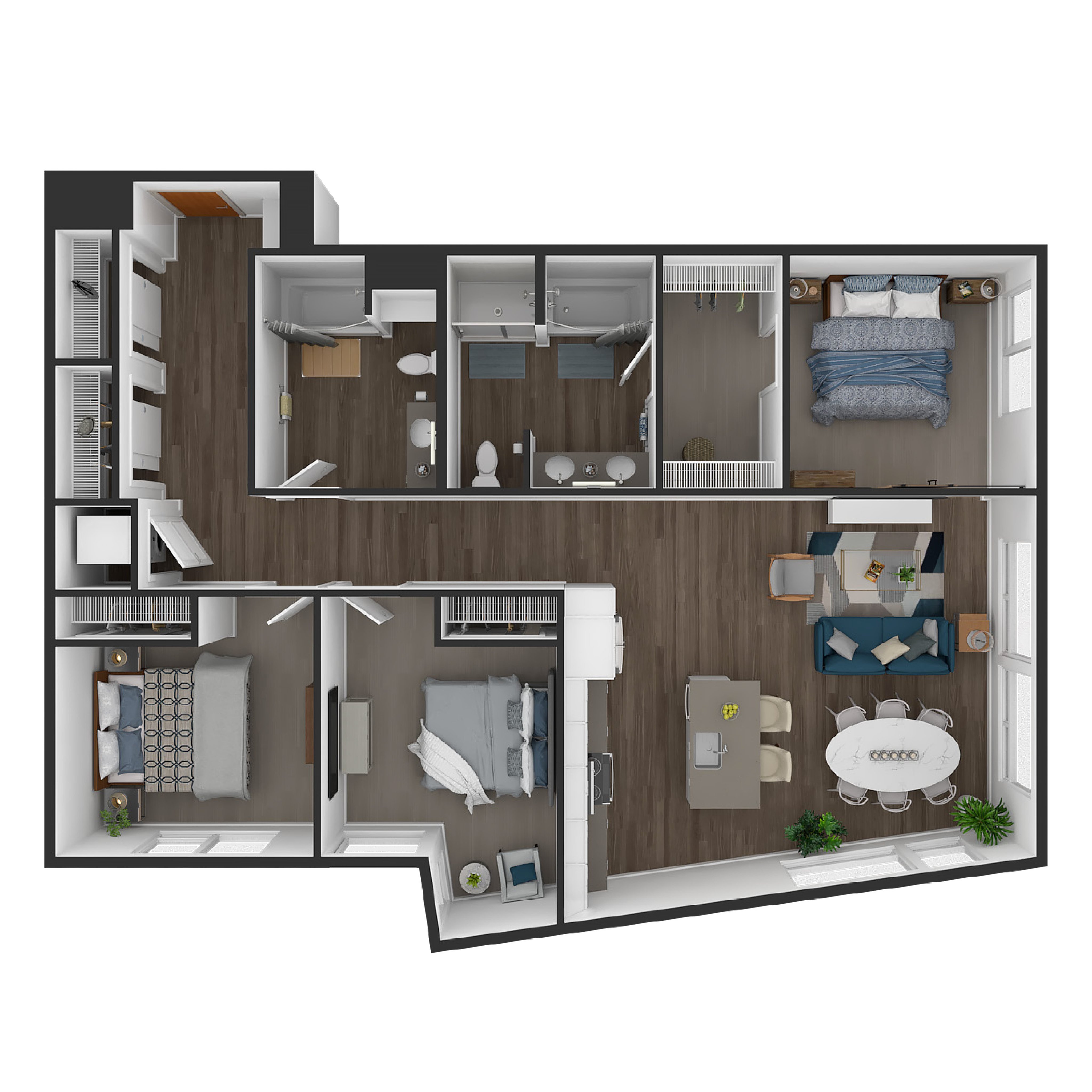3 Bed, 2 Bath - A floor plan