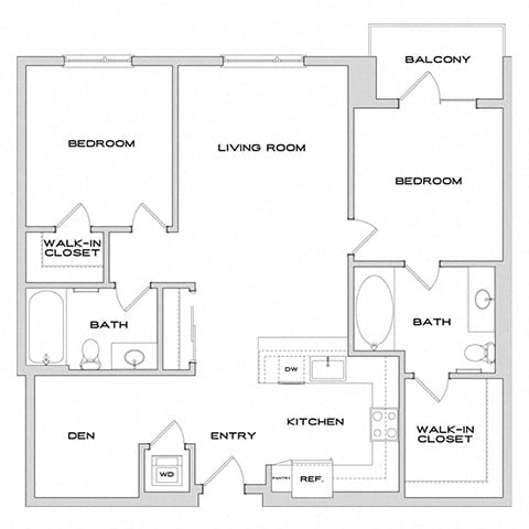 B6+Den floor plan
