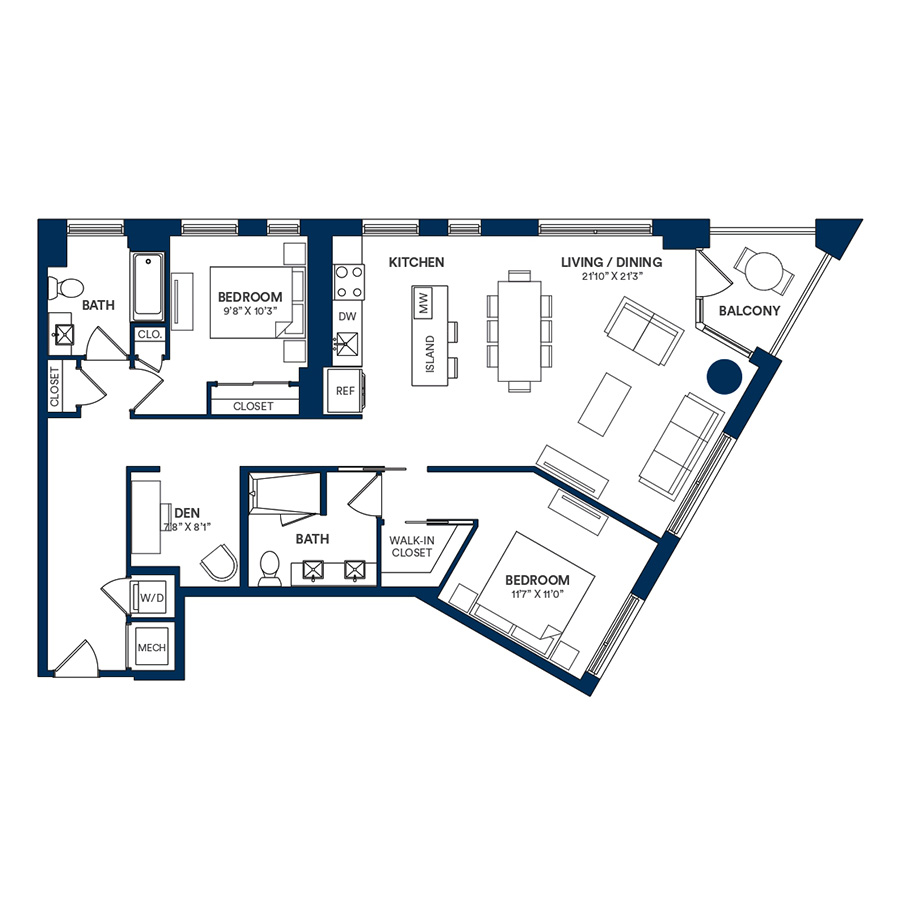 2 Bed/2 Bath Den-E2 TYP 01 floor plan