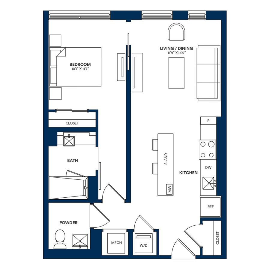 1 Bed/1 Bath-E2 TYP 03 floor plan