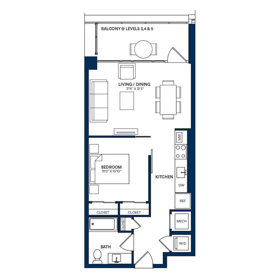 1 Bed/1 Bath JR-B1 TYP 07 floor plan