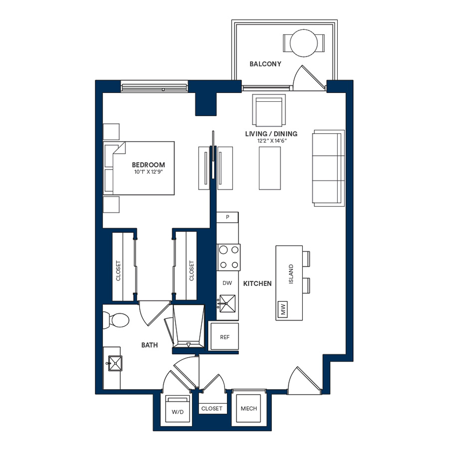 1 Bed/1 Bath-E2 TYP 22 floor plan
