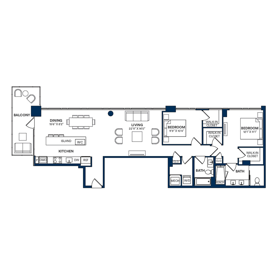 2 Bed/2 Bath-B2 PH 09 floor plan