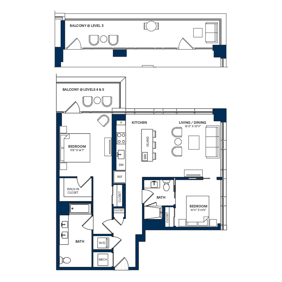 2 Bed/2 Bath-B2 TYP 15 floor plan