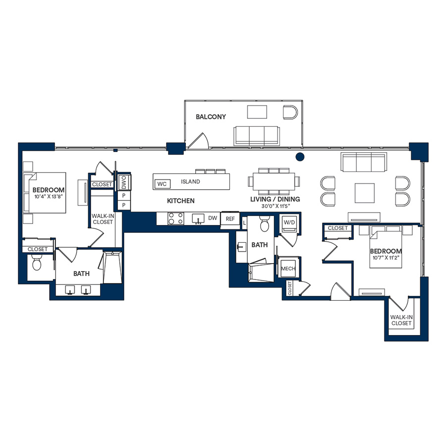 2 Bed/2 Bath-B2 PH 15 floor plan