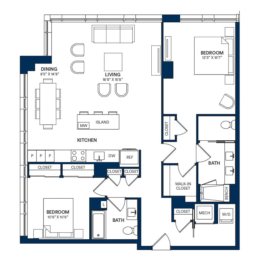 2 Bed/2 Bath-B1 TYP 01 floor plan