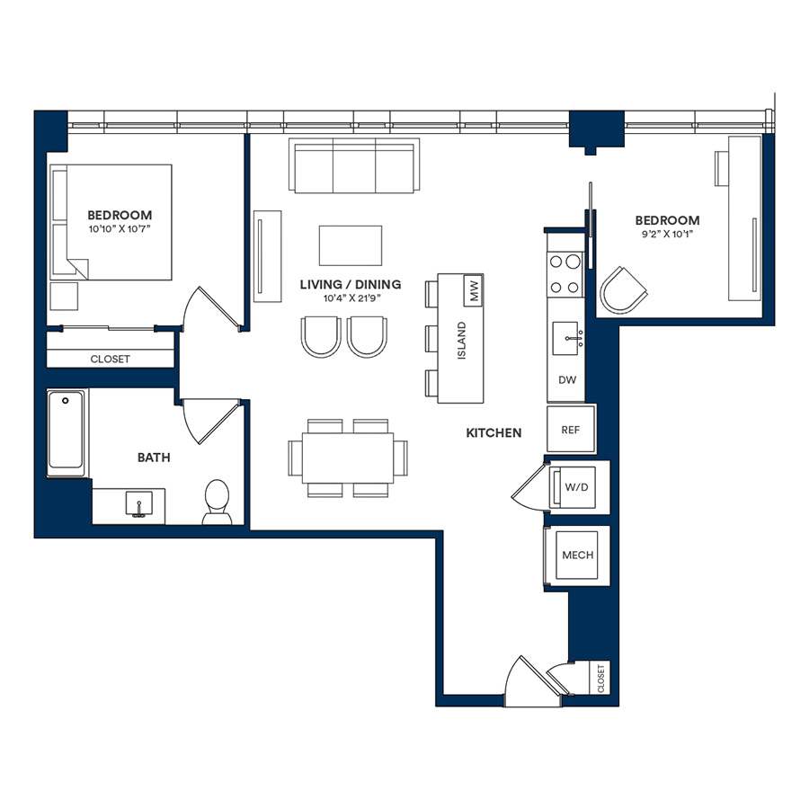1 Bed/1 Bath Den-B1 07 04 floor plan