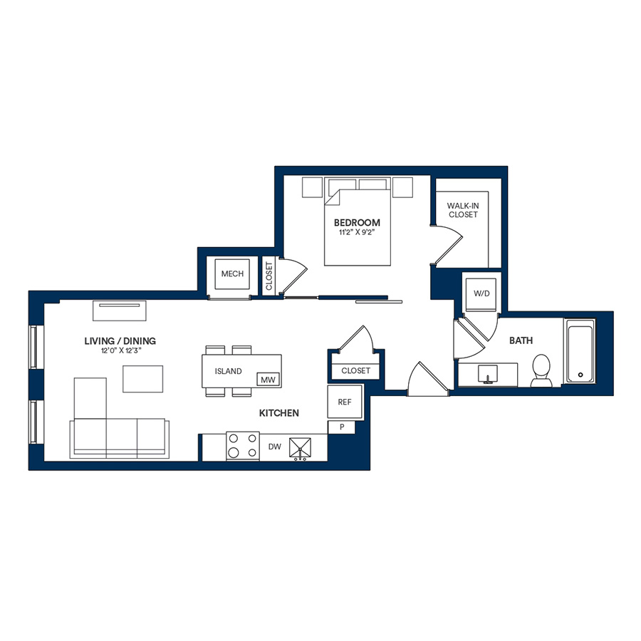 1 Bed/1 Bath JR-F TYP 02 floor plan