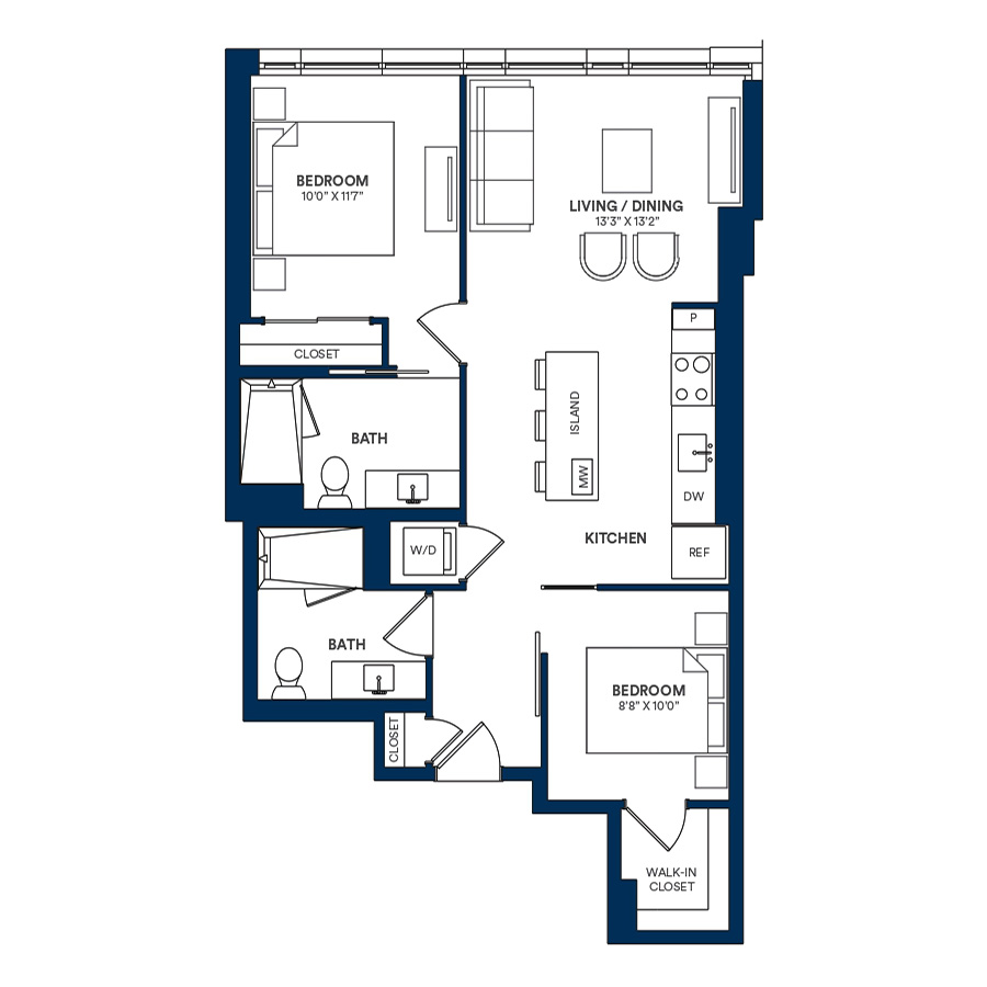 2 Bed/2 Bath JR-B2 TYP 14 floor plan