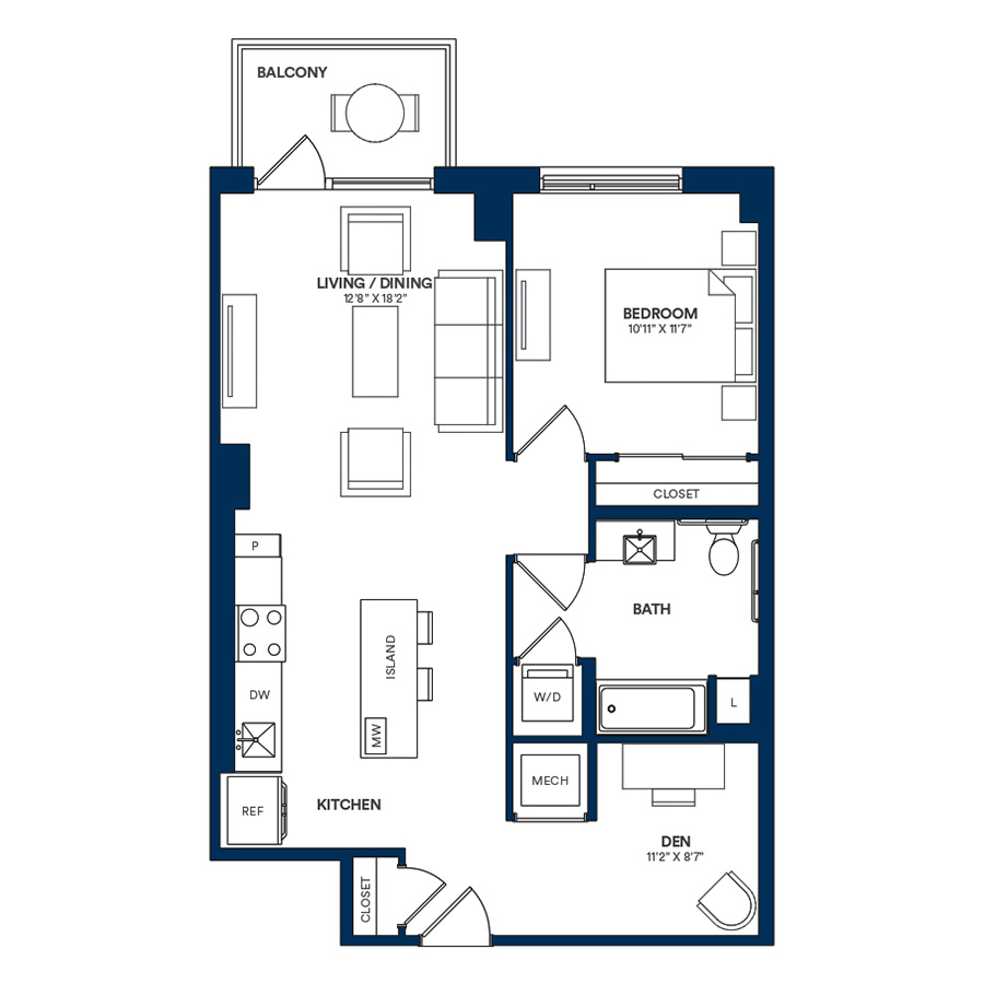 1 Bed/1 Bath Den-E2 TYP 08 floor plan