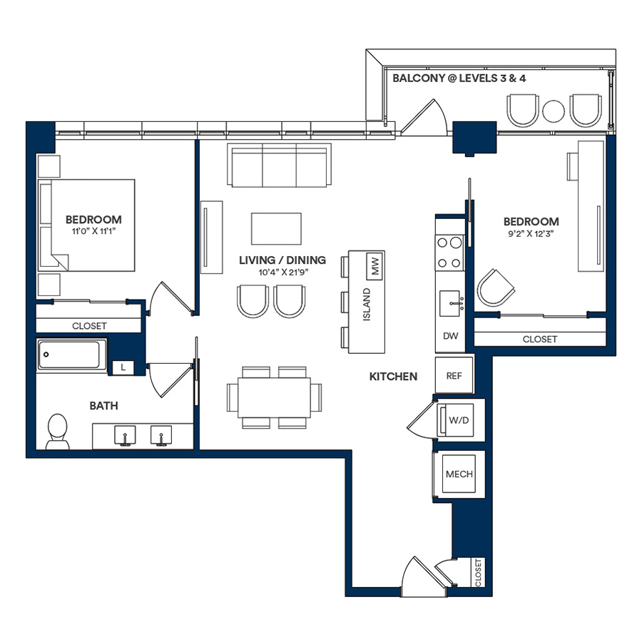 2 Bed/1 Bath-B1 TYP 04 floor plan