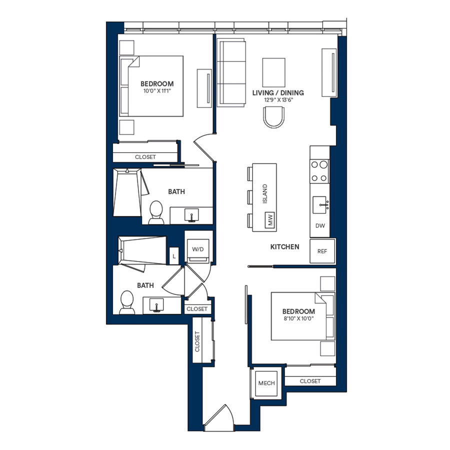 2 Bed/2 Bath JR-B1 TYP 09 floor plan