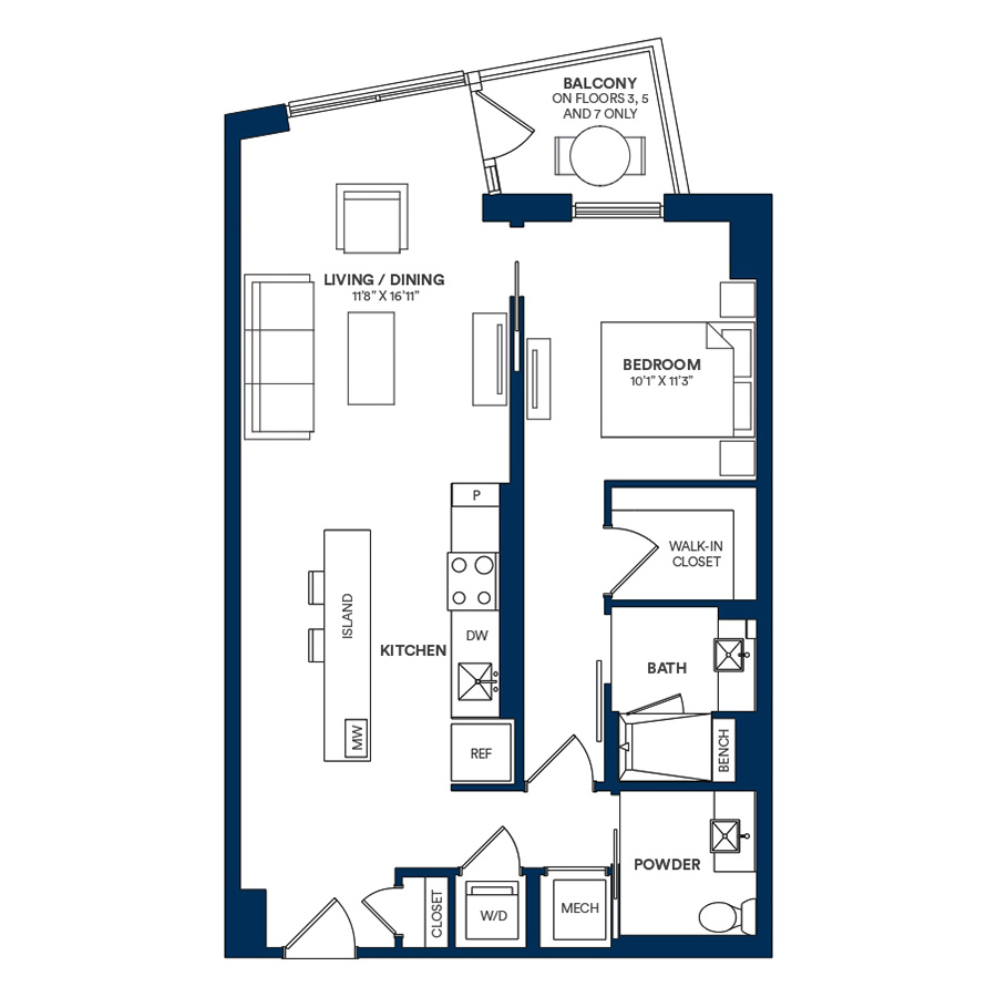 1 Bed/1 Bath-E2 TYP 13 floor plan