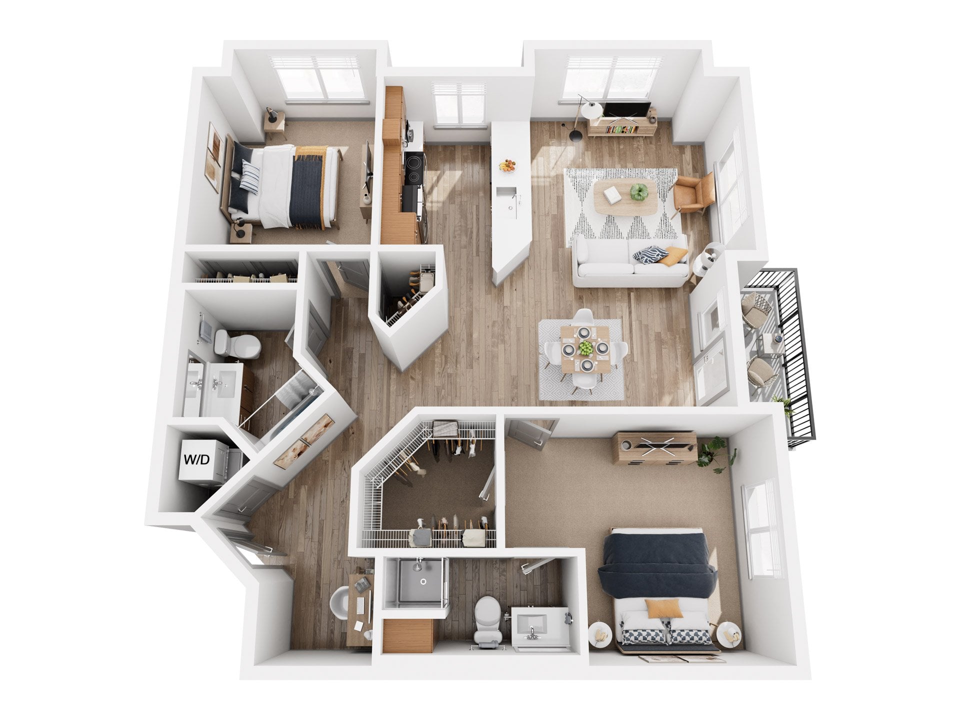 Two Bedroom Two Bath 5 - Renovated floor plan