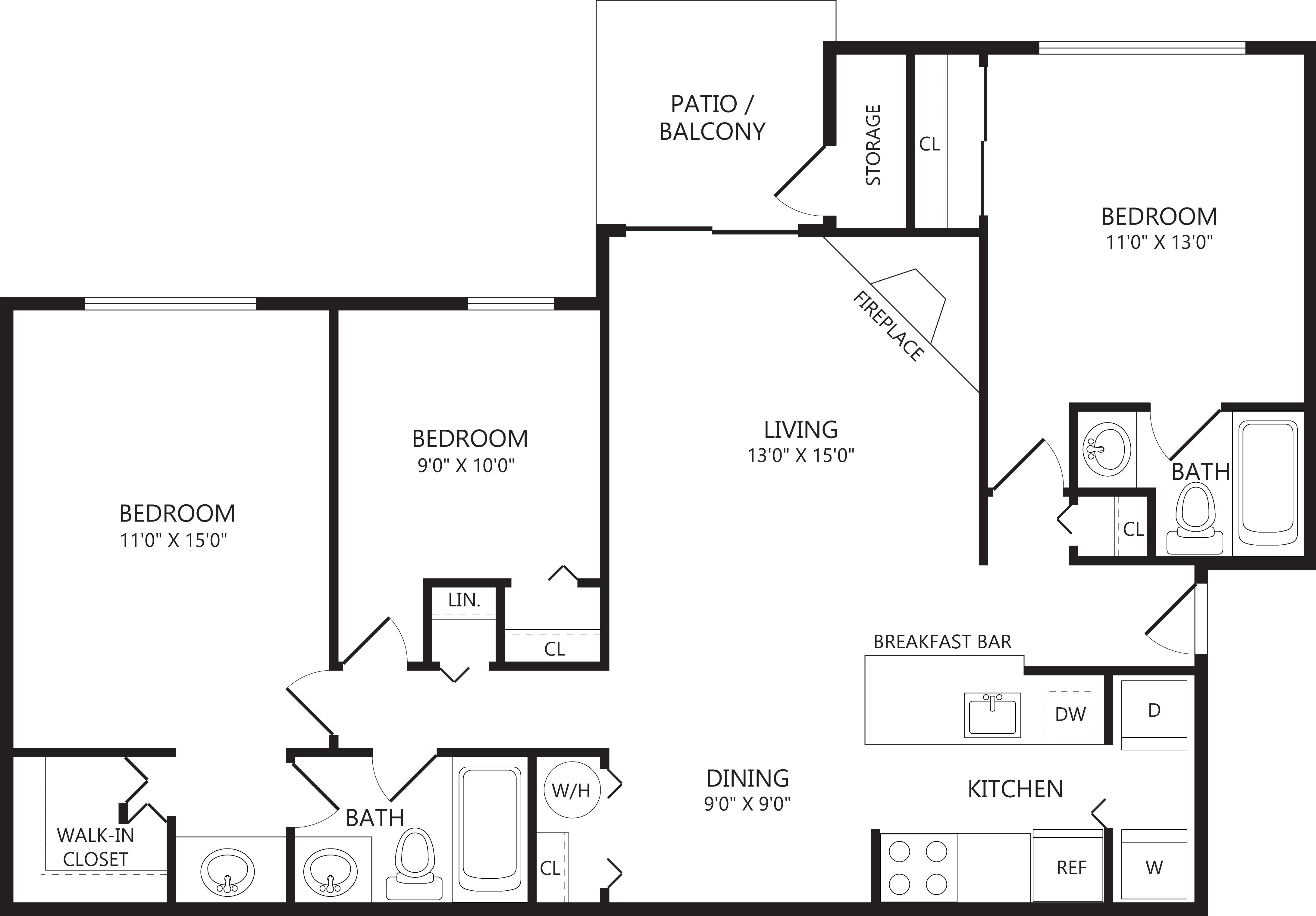3 Bed/2 Bath-C1 floor plan
