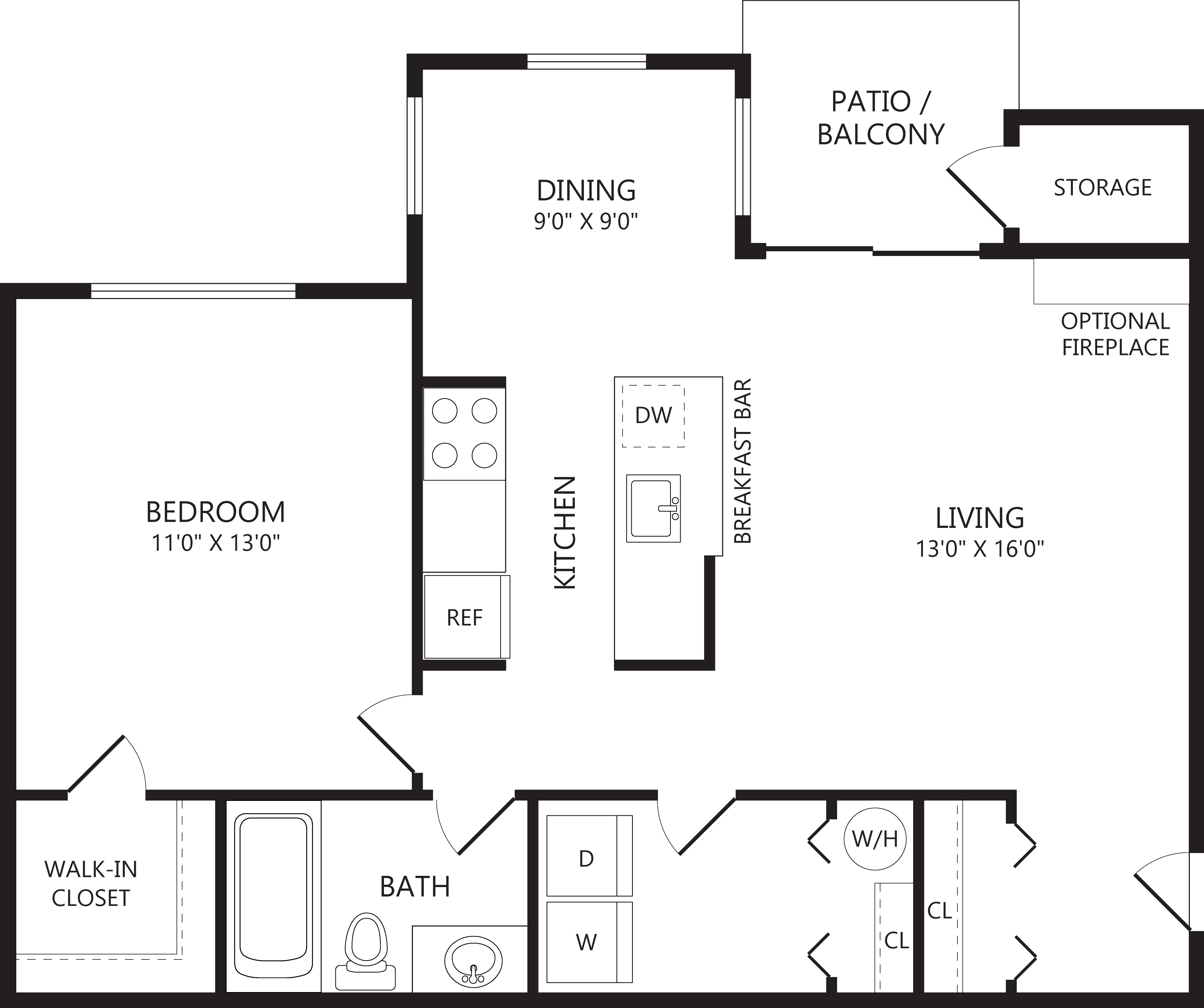 1 Bed/1 Bath-A1 floor plan