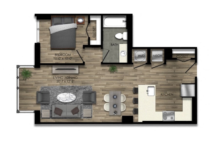 1 Bed/1 Bath-21W floor plan