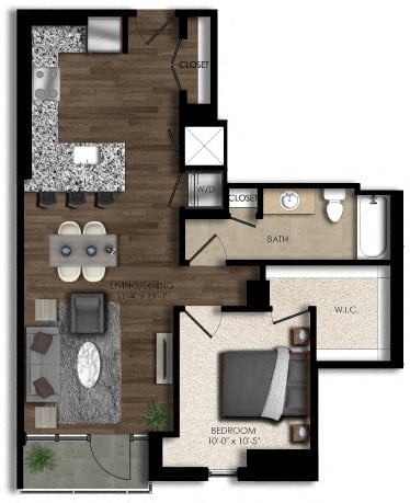 1 Bed/1 Bath-14E floor plan