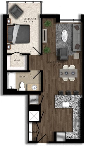 1 Bed/1 Bath-7E floor plan