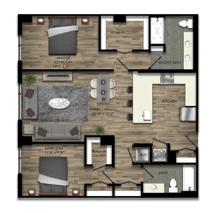 2 Bed/2 Bath-20W floor plan