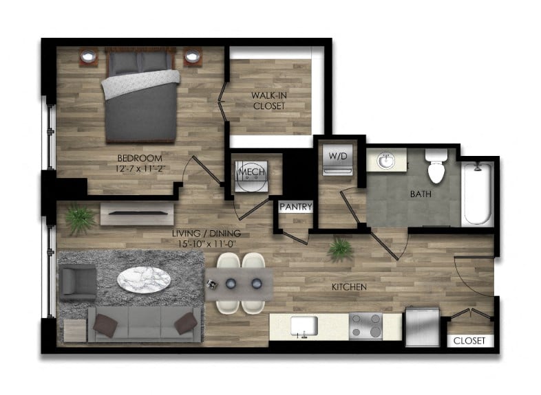 1 Bed/1 Bath-34W floor plan