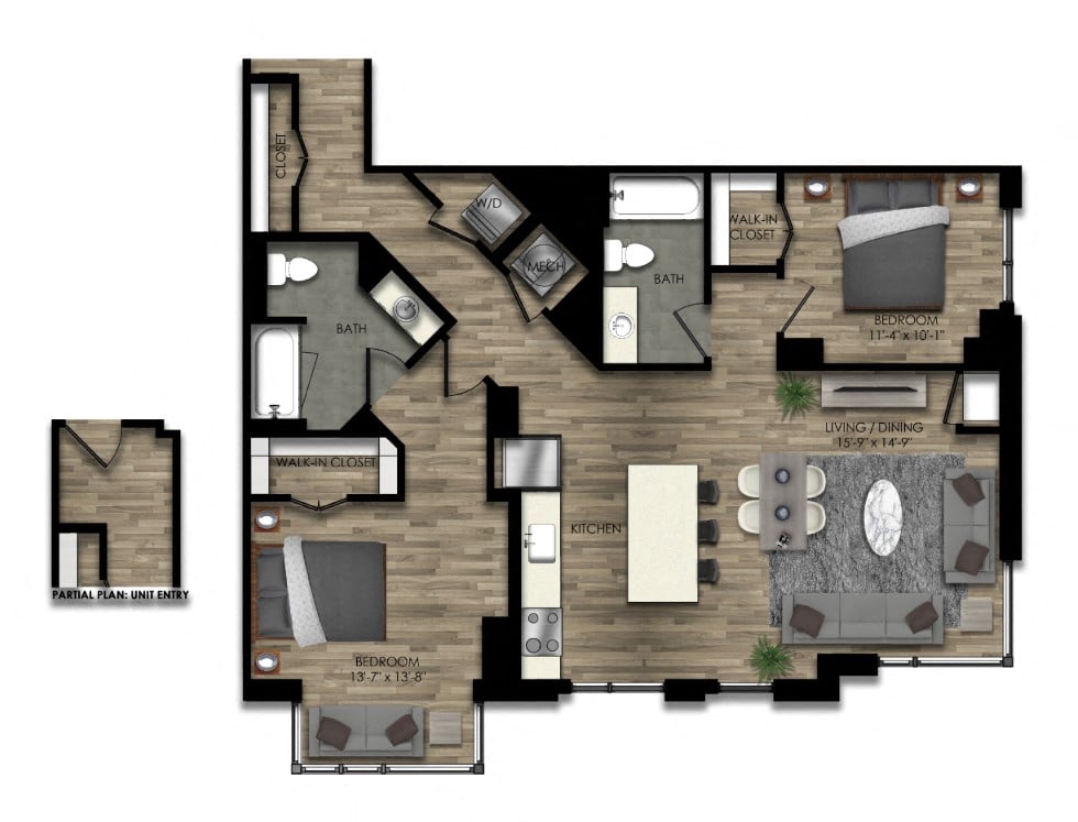 2 Bed/2 Bath-21W floor plan