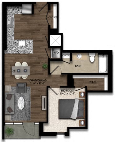 1 Bed/1 Bath-4E floor plan