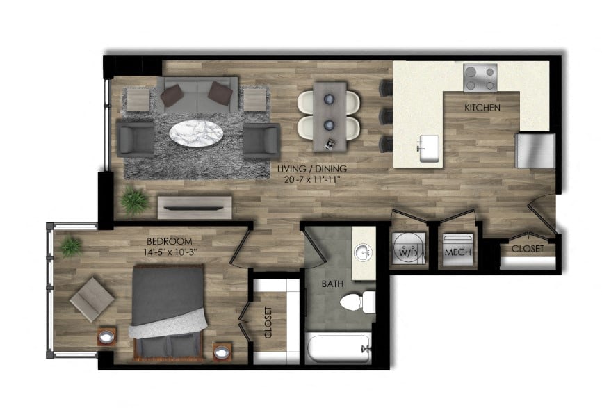 1 Bed/1 Bath-23W floor plan