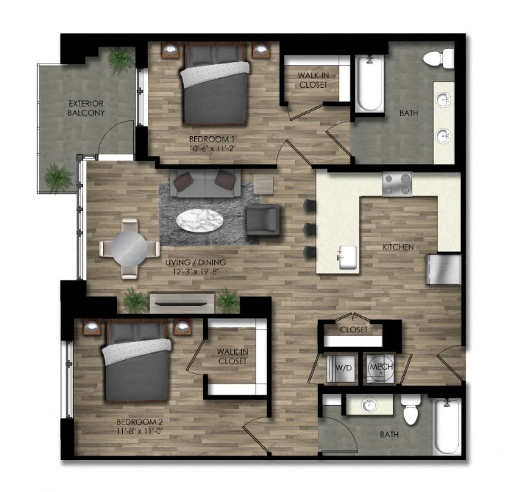 2 Bed/2 Bath-29W floor plan