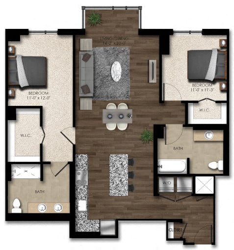2 Bed/2 Bath-4E floor plan