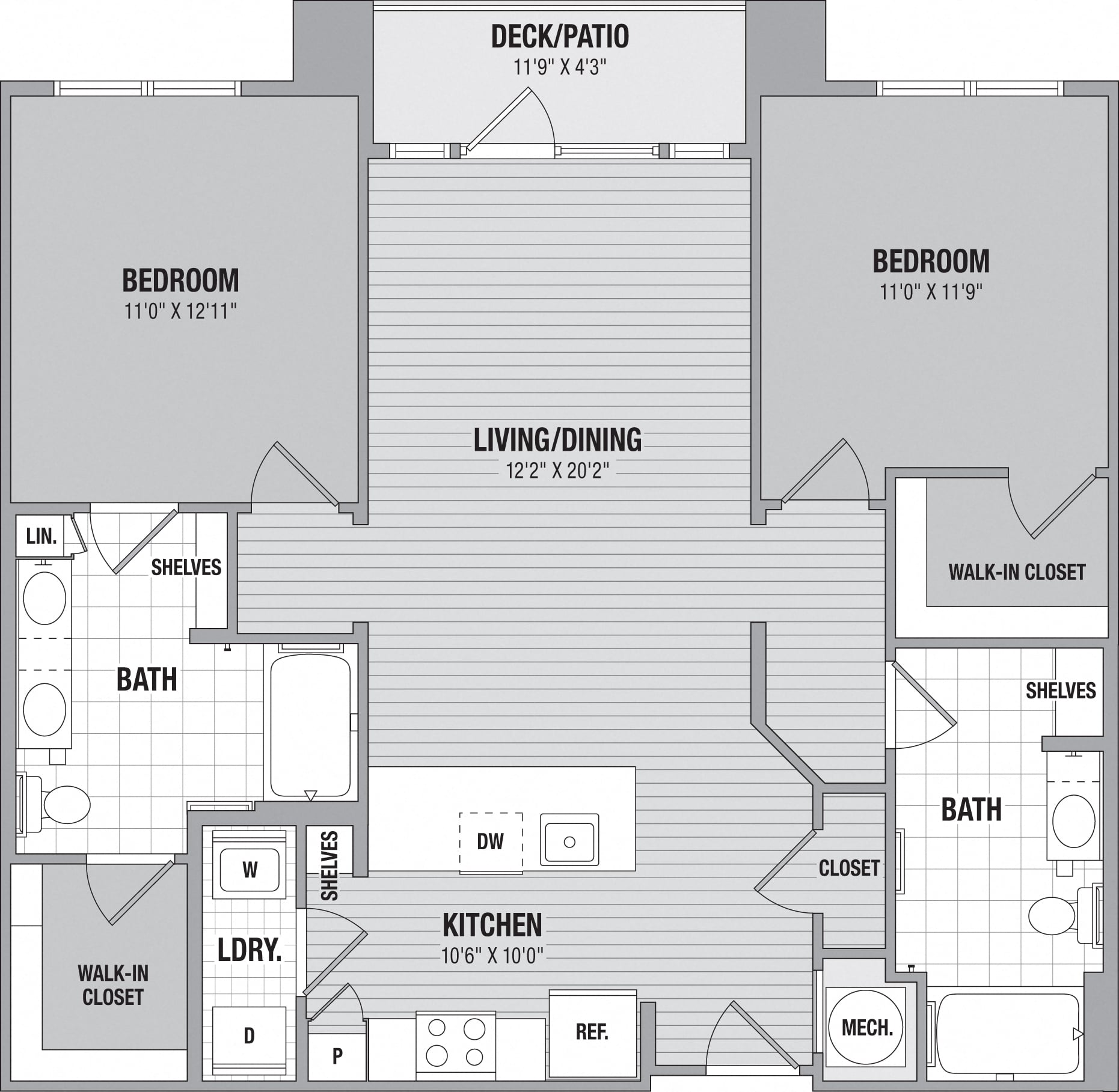 Cedar 2 Bed/2 Bath floor plan