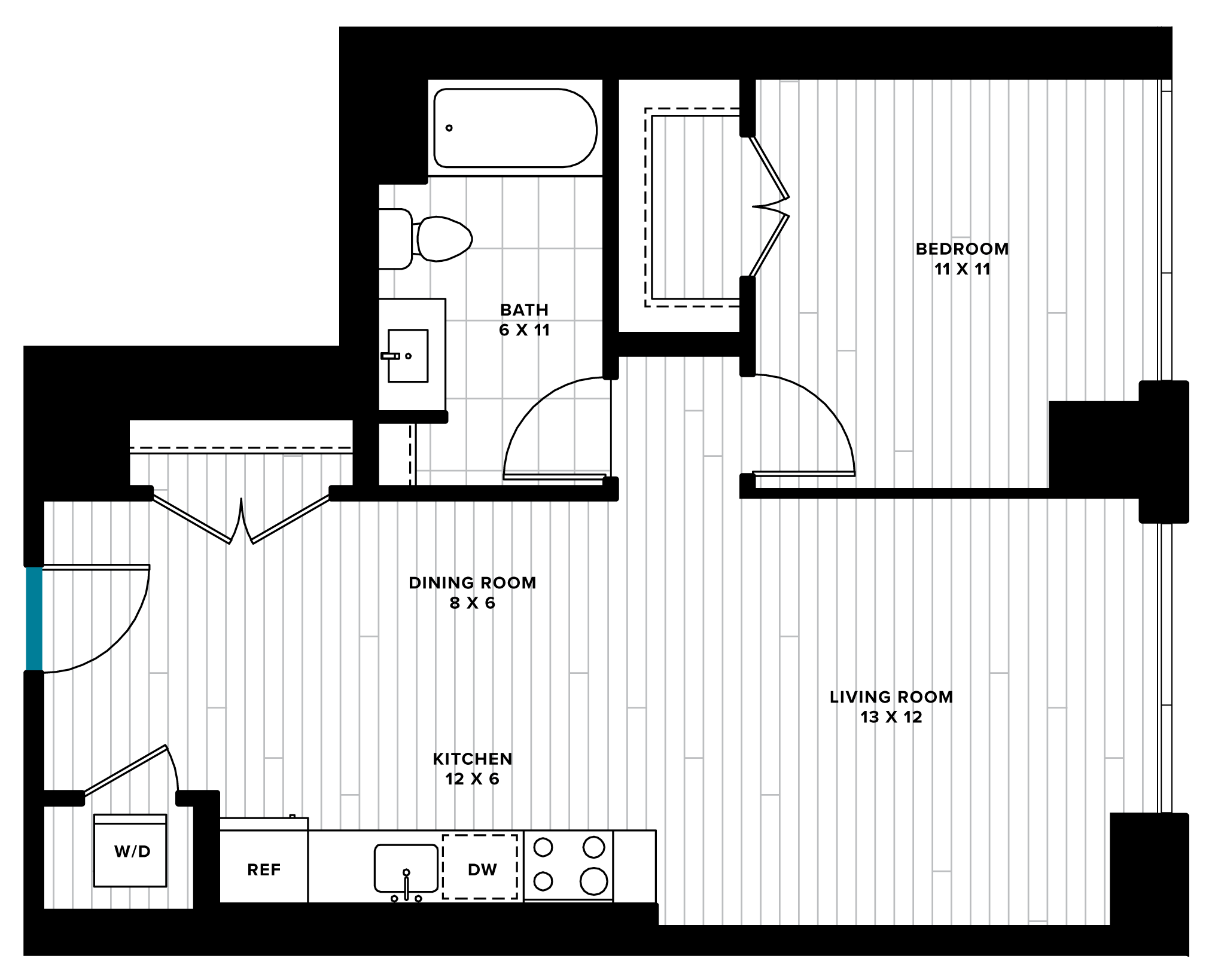 1 Bed/1 Bath-1W floor plan