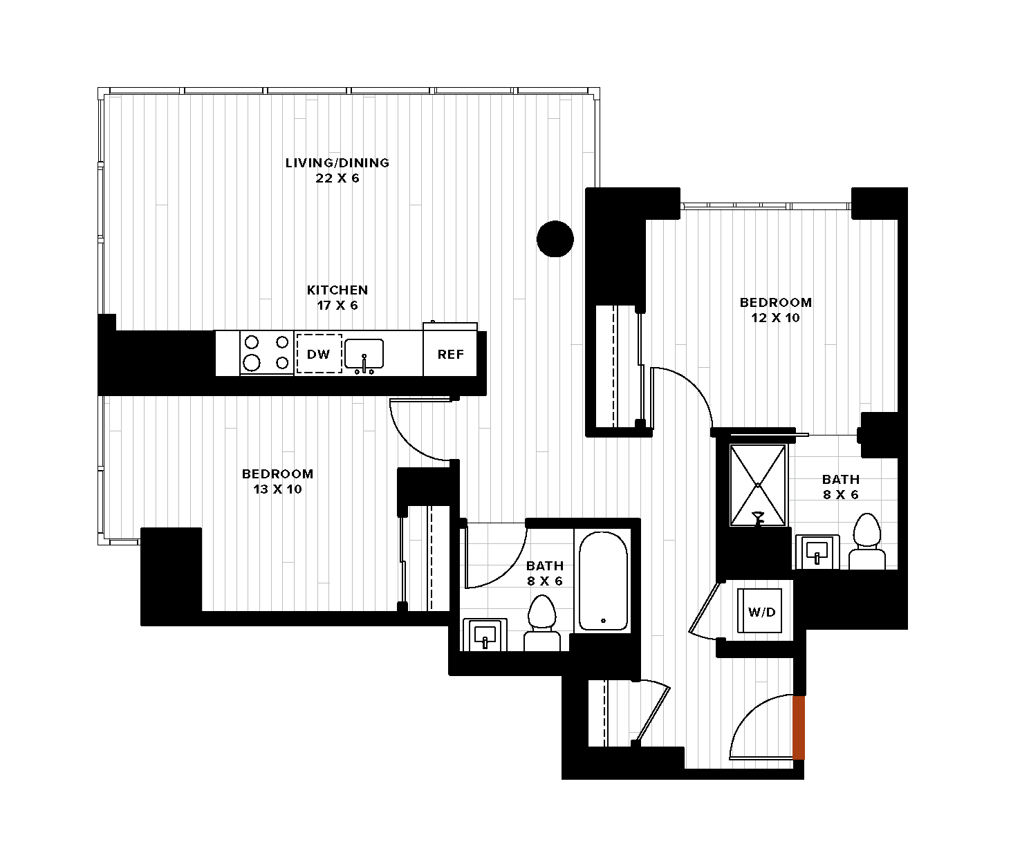 1 Bed/2 Bath Den-2G2 floor plan