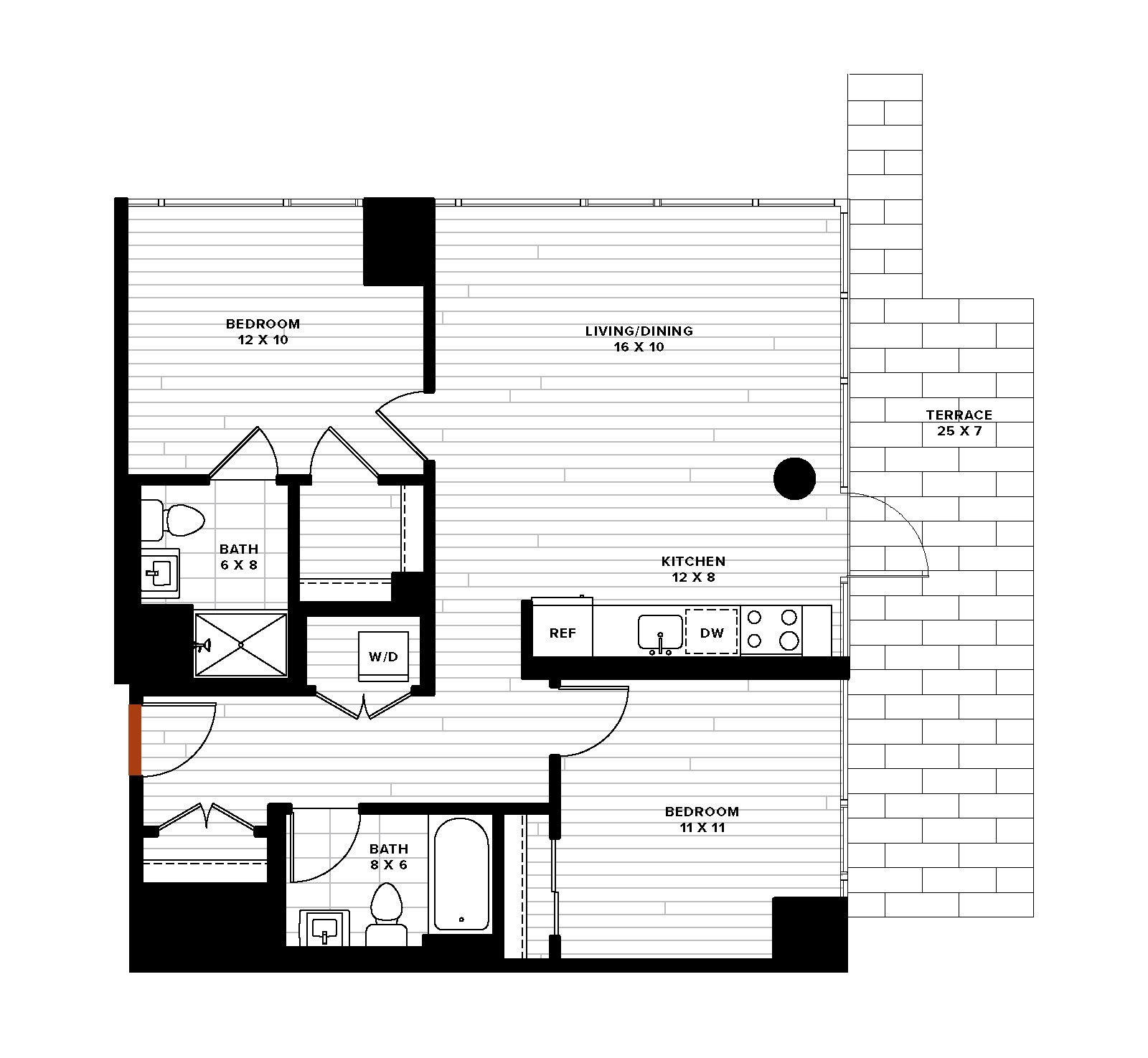 2 Bed/2 Bath-2H Terrace floor plan