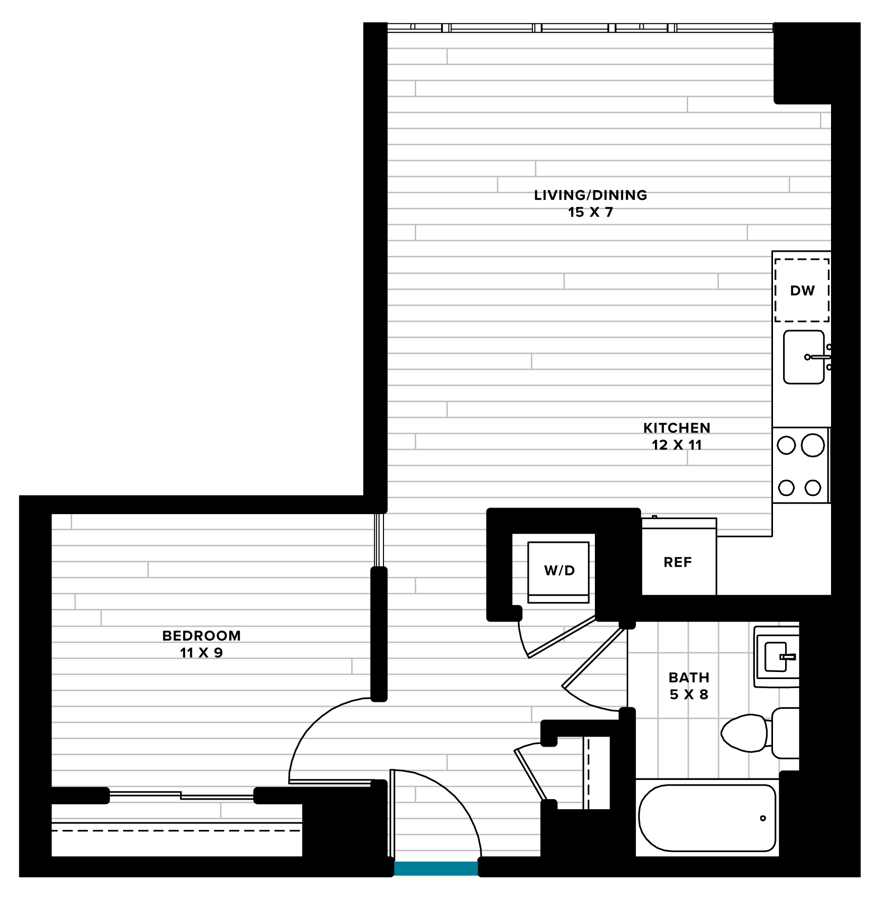 1 Bed/1 Bath-1L floor plan