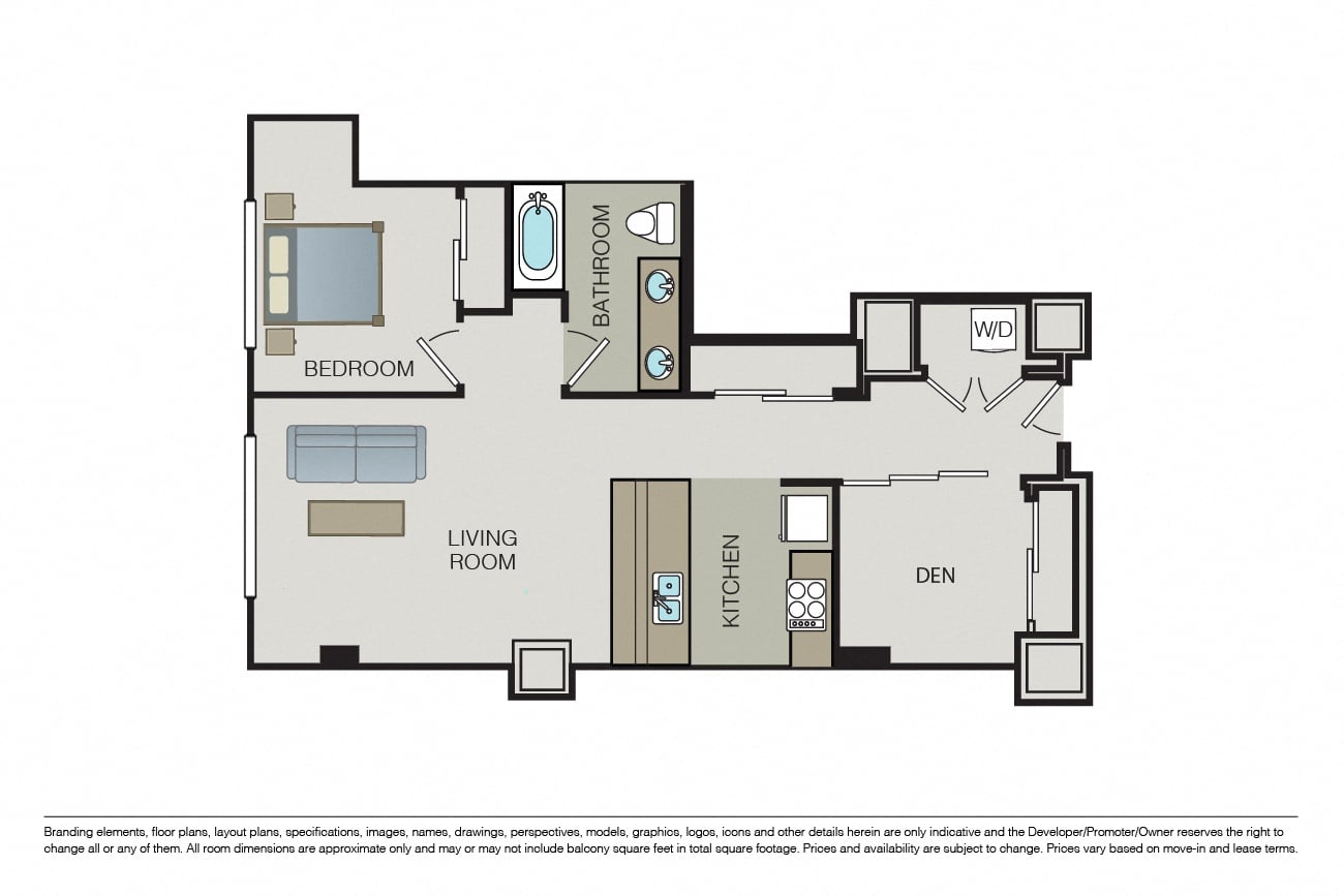 One Bed One Bath (Plus Den) B6 floor plan