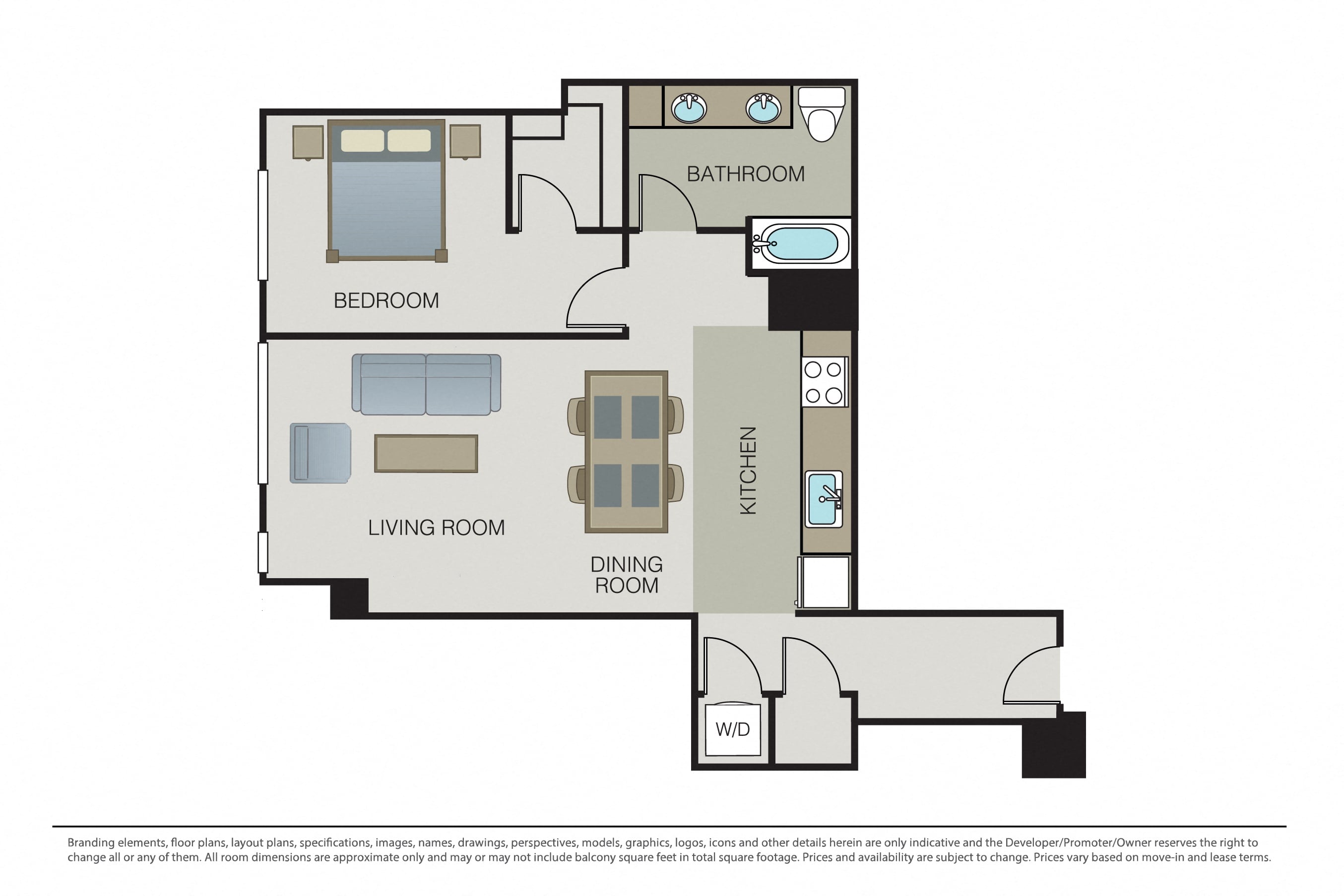 One Bed One Bath B4 floor plan