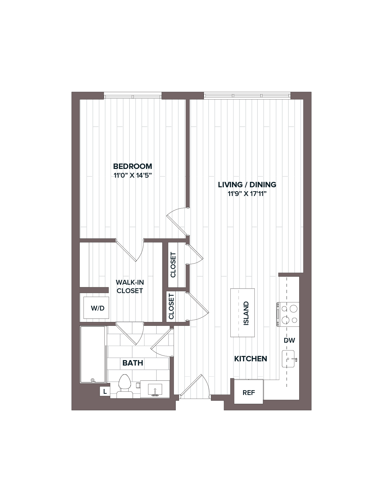 1 Bed/1 Bath - A1 Bldg C floor plan