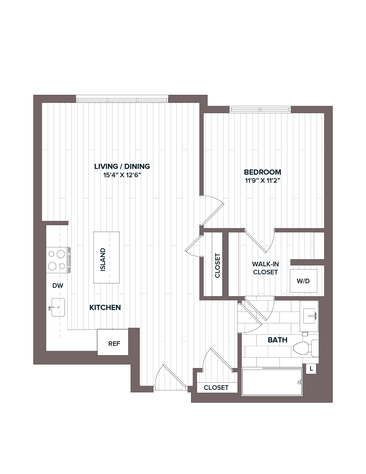 1 Bed/1 Bath - A4 Bldg C floor plan