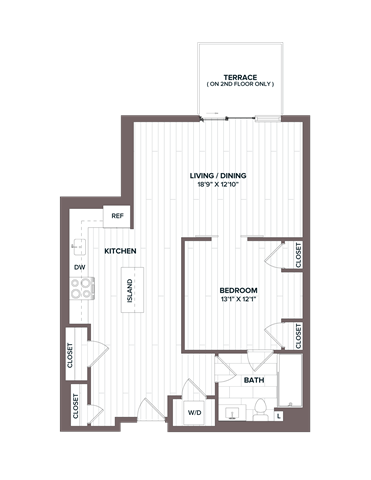1 Bed/1 Bath - A8 Bldg D floor plan