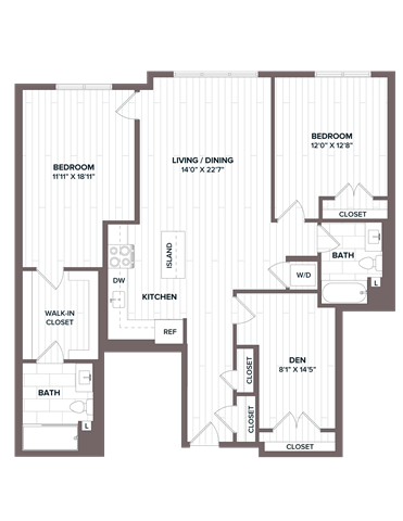 2 Bed/2 Bath Den - BD4 Bldg D floor plan
