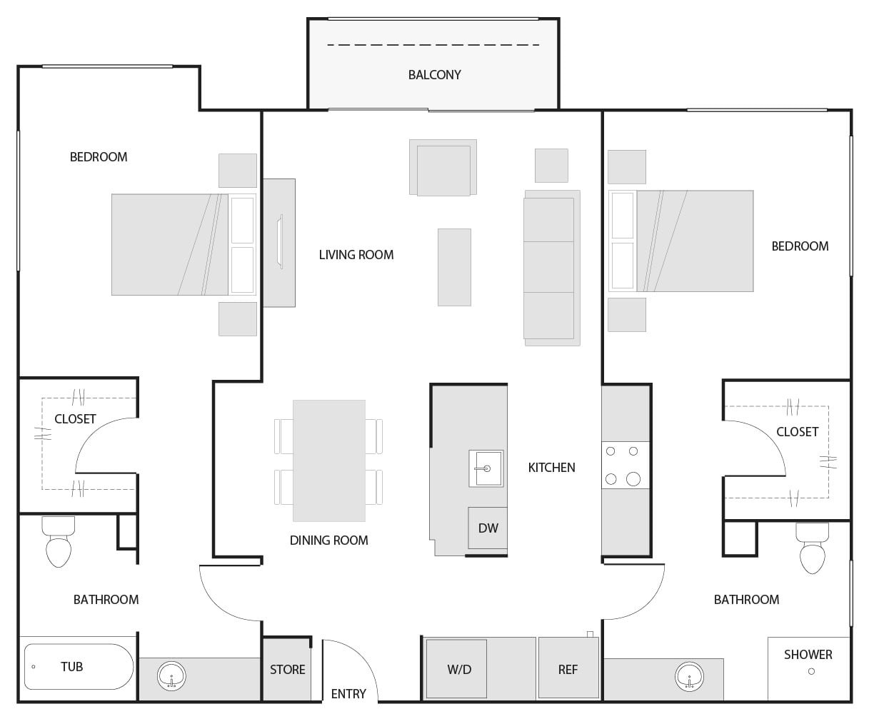 2 Bed/2 Bath-The Seahorse floor plan