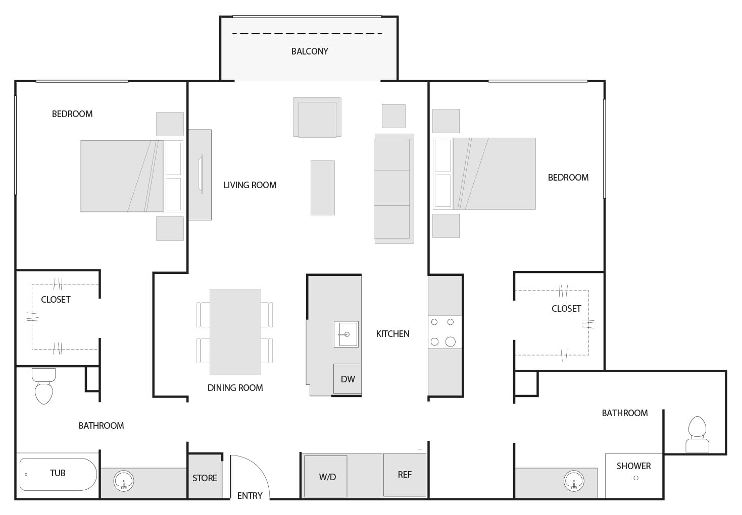 2 Bed/2 Bath-The Marlin floor plan